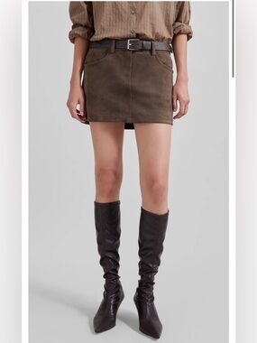 The Frankie Shop PEORIA FAUX SUEDE MINI SKIRT - BROWN size small